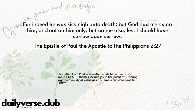 Bible Verse Wallpaper 2:27 from The Epistle of Paul the Apostle to the Philippians