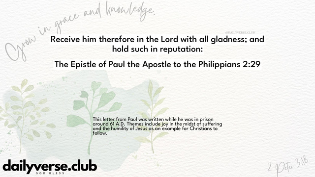 Bible Verse Wallpaper 2:29 from The Epistle of Paul the Apostle to the Philippians