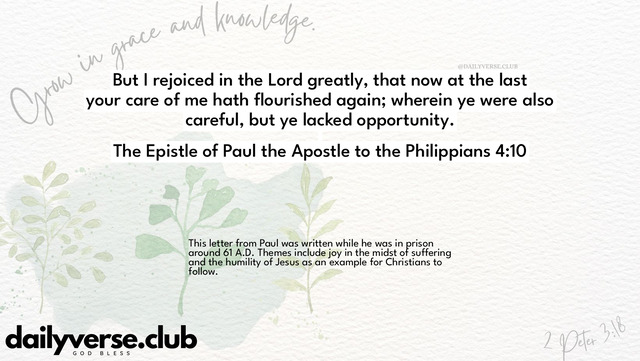Bible Verse Wallpaper 4:10 from The Epistle of Paul the Apostle to the Philippians