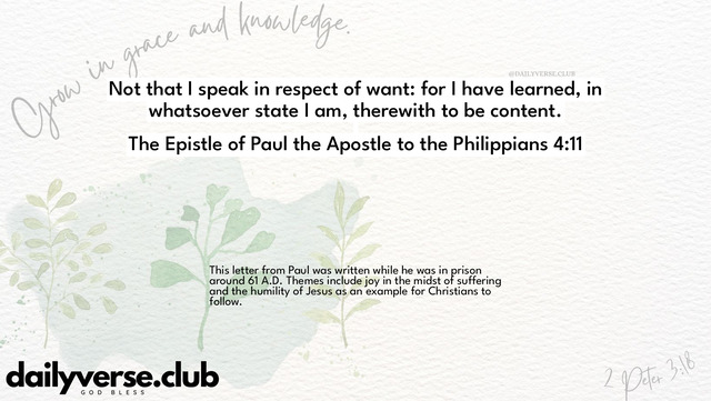 Bible Verse Wallpaper 4:11 from The Epistle of Paul the Apostle to the Philippians