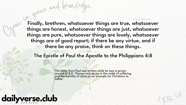 Bible Verse Wallpaper 4:8 from The Epistle of Paul the Apostle to the Philippians