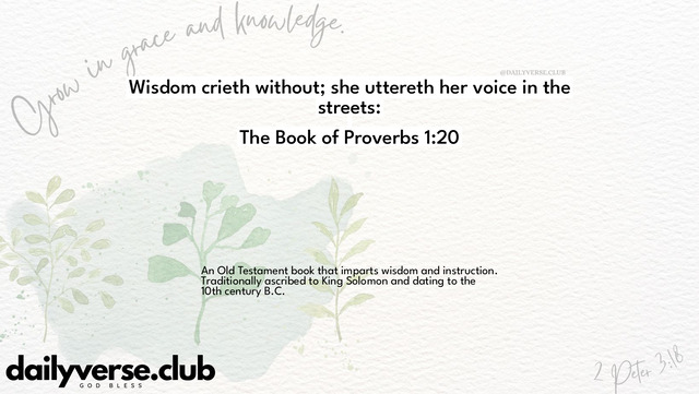 Bible Verse Wallpaper 1:20 from The Book of Proverbs