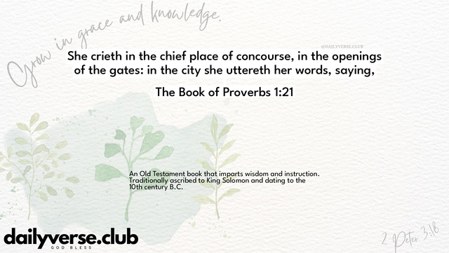 Bible Verse Wallpaper 1:21 from The Book of Proverbs