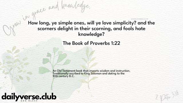 Bible Verse Wallpaper 1:22 from The Book of Proverbs