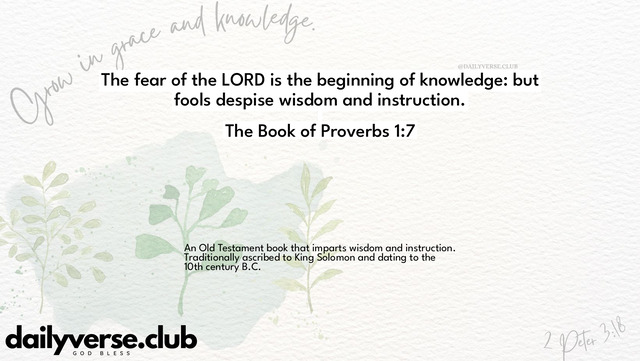 Bible Verse Wallpaper 1:7 from The Book of Proverbs