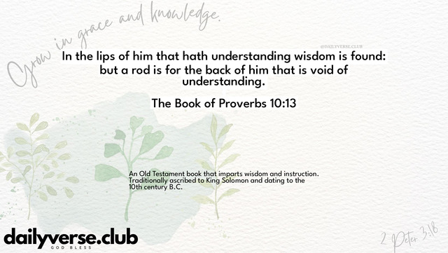 Bible Verse Wallpaper 10:13 from The Book of Proverbs