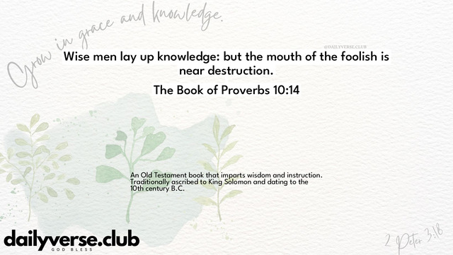 Bible Verse Wallpaper 10:14 from The Book of Proverbs