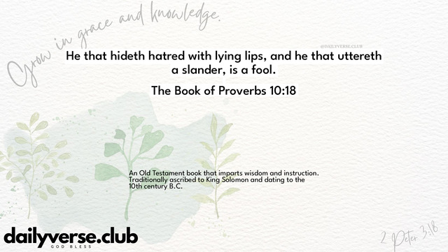 Bible Verse Wallpaper 10:18 from The Book of Proverbs