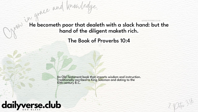 Bible Verse Wallpaper 10:4 from The Book of Proverbs