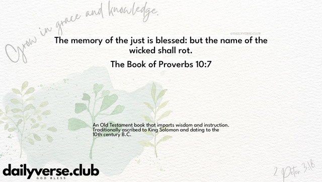 Bible Verse Wallpaper 10:7 from The Book of Proverbs