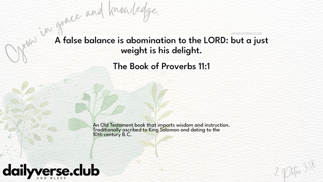Bible Verse Wallpaper 11:1 from The Book of Proverbs