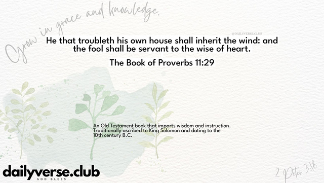 Bible Verse Wallpaper 11:29 from The Book of Proverbs