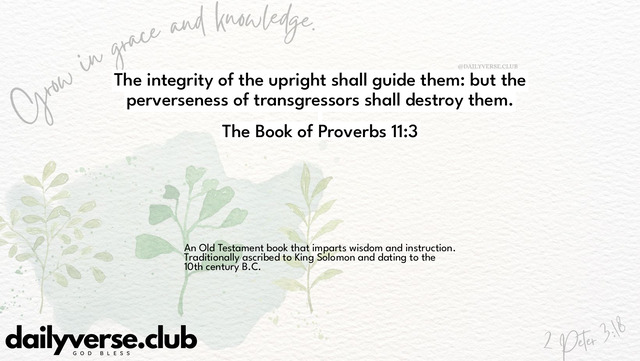 Bible Verse Wallpaper 11:3 from The Book of Proverbs