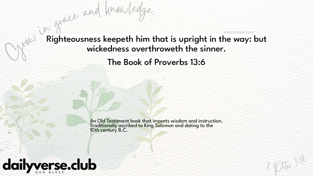 Bible Verse Wallpaper 13:6 from The Book of Proverbs