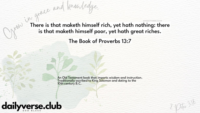 Bible Verse Wallpaper 13:7 from The Book of Proverbs