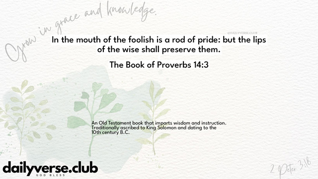 Bible Verse Wallpaper 14:3 from The Book of Proverbs