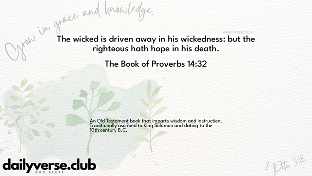 Bible Verse Wallpaper 14:32 from The Book of Proverbs