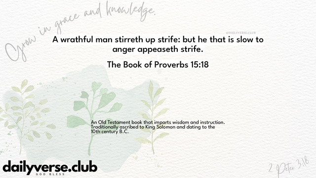 Bible Verse Wallpaper 15:18 from The Book of Proverbs