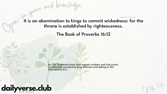 Bible Verse Wallpaper 16:12 from The Book of Proverbs