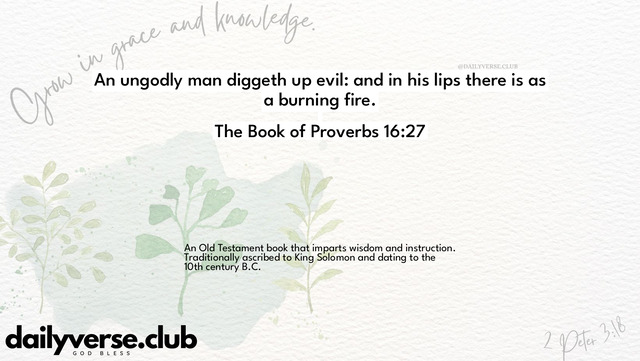 Bible Verse Wallpaper 16:27 from The Book of Proverbs