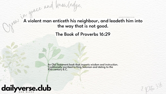 Bible Verse Wallpaper 16:29 from The Book of Proverbs