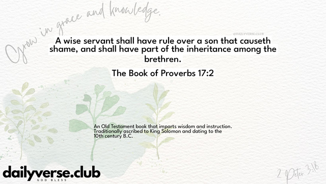 Bible Verse Wallpaper 17:2 from The Book of Proverbs