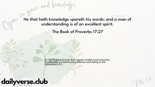 Bible Verse Wallpaper 17:27 from The Book of Proverbs