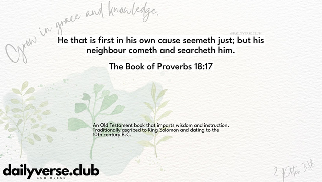 Bible Verse Wallpaper 18:17 from The Book of Proverbs