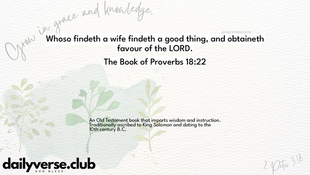 Bible Verse Wallpaper 18:22 from The Book of Proverbs