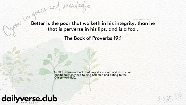 Bible Verse Wallpaper 19:1 from The Book of Proverbs