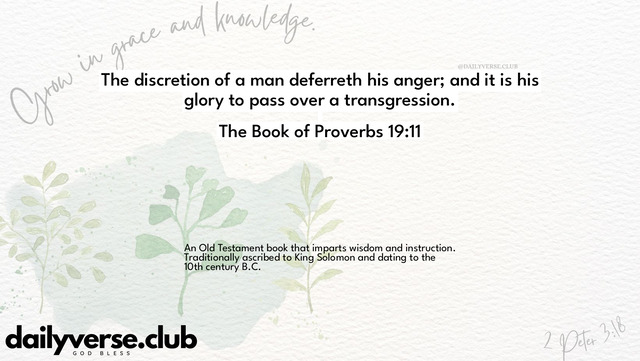 Bible Verse Wallpaper 19:11 from The Book of Proverbs