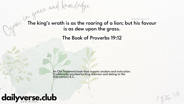 Bible Verse Wallpaper 19:12 from The Book of Proverbs