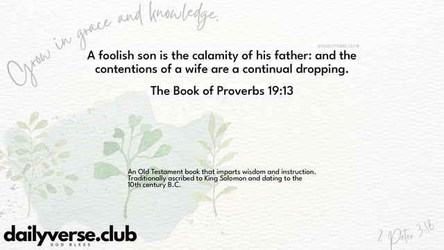 Bible Verse Wallpaper 19:13 from The Book of Proverbs