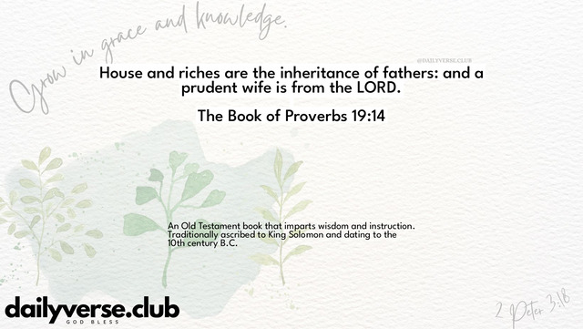 Bible Verse Wallpaper 19:14 from The Book of Proverbs