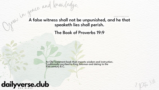 Bible Verse Wallpaper 19:9 from The Book of Proverbs