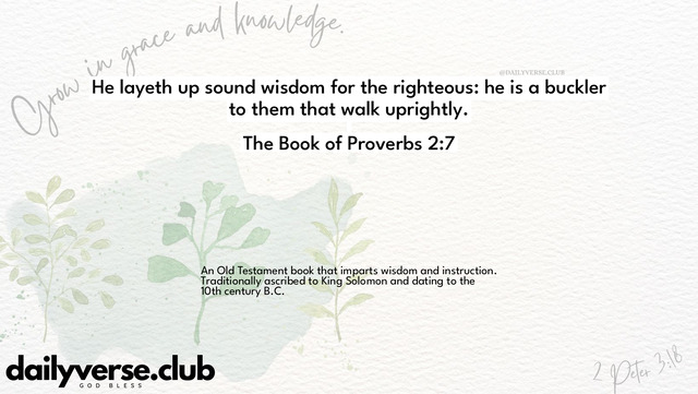 Bible Verse Wallpaper 2:7 from The Book of Proverbs