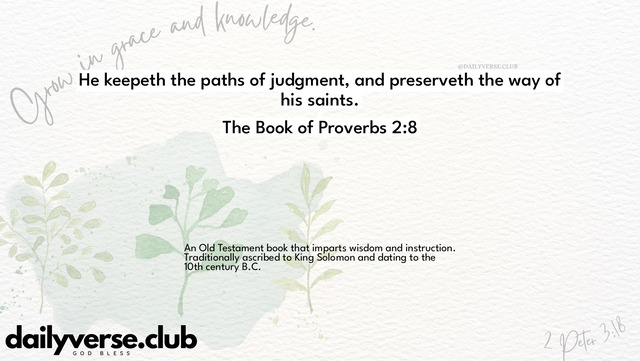 Bible Verse Wallpaper 2:8 from The Book of Proverbs