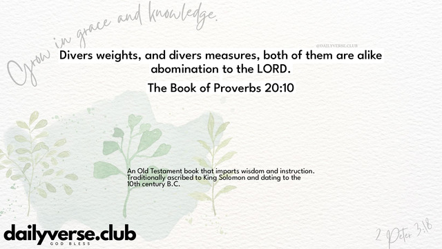 Bible Verse Wallpaper 20:10 from The Book of Proverbs