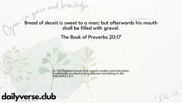 Bible Verse Wallpaper 20:17 from The Book of Proverbs