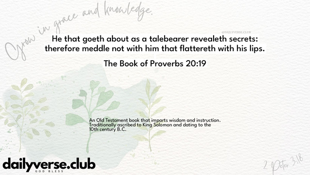 Bible Verse Wallpaper 20:19 from The Book of Proverbs