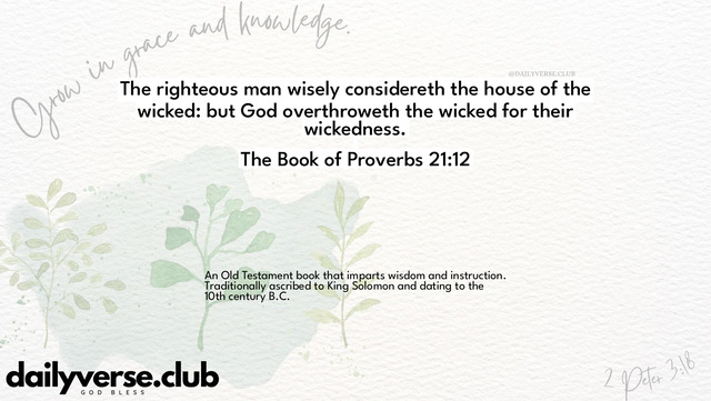 Bible Verse Wallpaper 21:12 from The Book of Proverbs