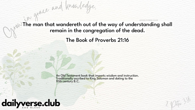 Bible Verse Wallpaper 21:16 from The Book of Proverbs