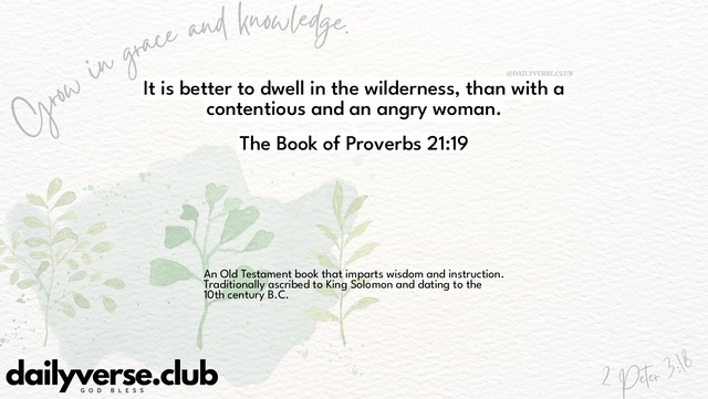 Bible Verse Wallpaper 21:19 from The Book of Proverbs