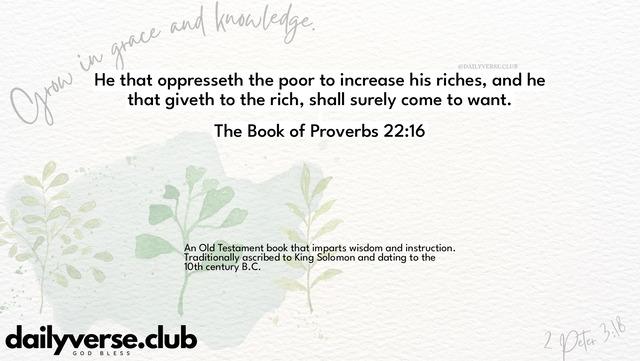 Bible Verse Wallpaper 22:16 from The Book of Proverbs