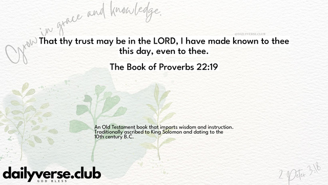 Bible Verse Wallpaper 22:19 from The Book of Proverbs