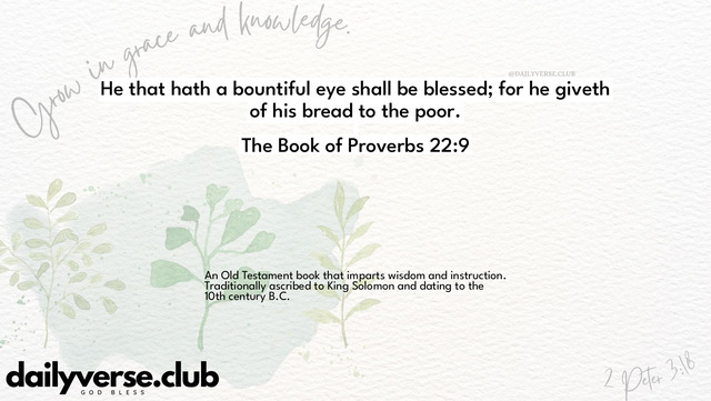 Bible Verse Wallpaper 22:9 from The Book of Proverbs