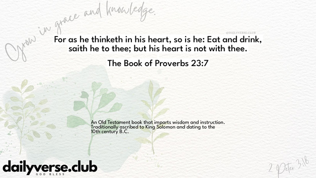Bible Verse Wallpaper 23:7 from The Book of Proverbs