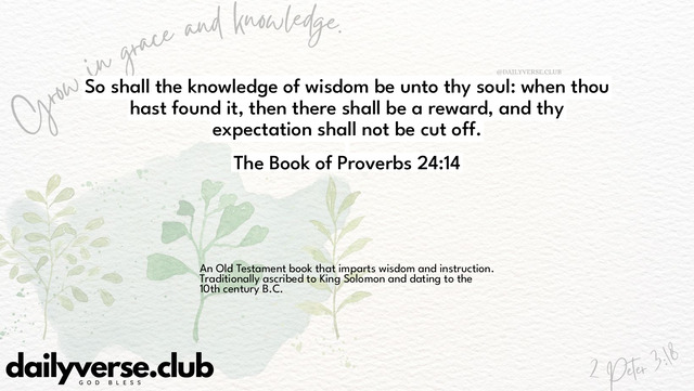 Bible Verse Wallpaper 24:14 from The Book of Proverbs