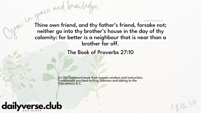 Bible Verse Wallpaper 27:10 from The Book of Proverbs