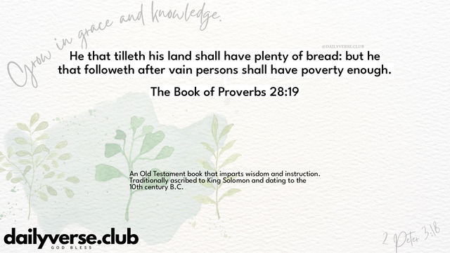 Bible Verse Wallpaper 28:19 from The Book of Proverbs